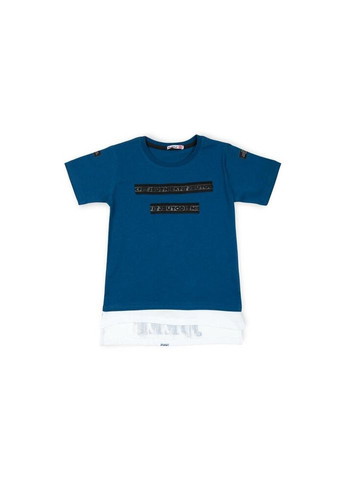 Синяя демисезонная футболка детская "32" (7182-146b-indigo) Haknur