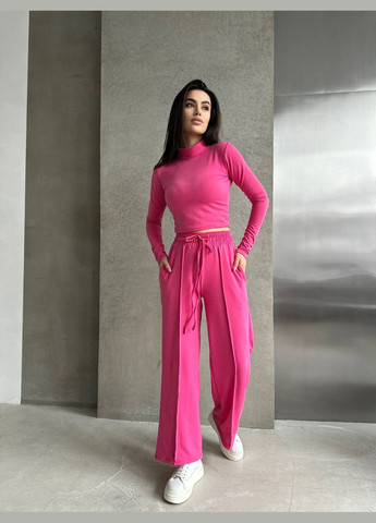 Яркий розовый качественный спортивный костюм из двухнитки приятной к телу, кофта + штаны на резинке с прошивкой по всей длине No Brand 643 (279765864)