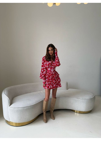 Червона святковий жіноча сукня з v-вирізом vikky у дрібні квіти (mil578) milirud