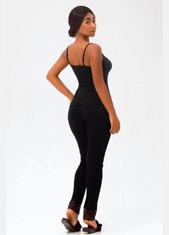 Черная всесезон пижама из вискозы с кружевом майка + брюки Leinle 1349/60065 black