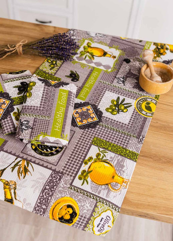 Рушники вафельні "Оливки" 75х35 см (комплект 4шт) Homedec малюнок комбінований