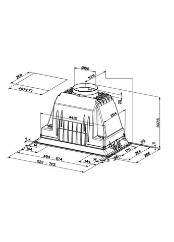 Вытяжка встроенная, 52см, 969м3г, Inka Plus Hc X A52, нерж Faber (315407108)