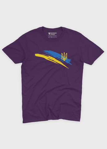 Фиолетовая мужская футболка с патриотическим принтом гербтризуб (ts001-4-dby-005-1-086) Modno