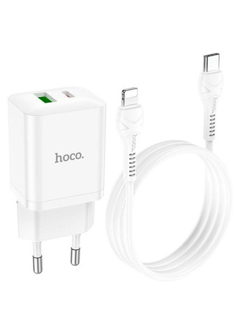Мережевий зарядний пристрій N28 Founder PD20W+QC3.0 charger set(C to iP) White Hoco (322222850)