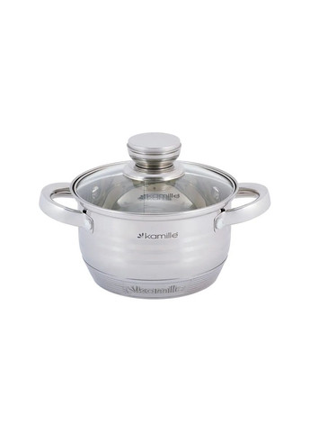 Набор кастрюль из нержавеющей стали 6 предмета для индукции и газа (1.5л, 2.0л, 3.0л) KM- hjk Kamille 4915 (360880079)