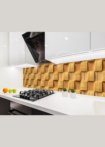 Кухонна плитка на кухонний фартух з 3д текстурою кубів, з двостороннім скотчем 62 х 305 см, 1,2 мм Декоинт (278290241)