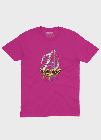 Розовая демисезонная футболка для мальчика с принтом супергероями - мстители (ts001-1-fuxj-006-025-010-b) Modno