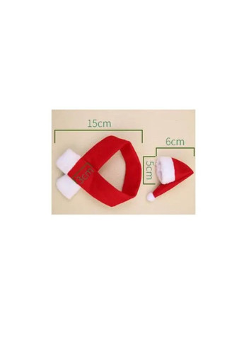 Новорічний одяг на пляшку Шапка та шарф червоно-білий Jannet Прикраса на пляшку (307927262)