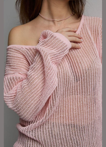 Рожевий демісезонний жіночий ажурний джемпер із віскозної пряжі (2734) Triko Bakh