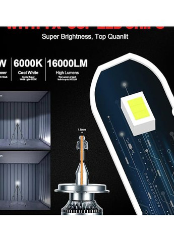 Світлодіодні лампи для фар H4 60 Вт 16000 ЛМ 6000 К MONDEVIEW No Brand (354829060)