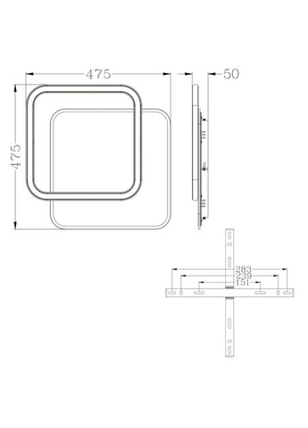 Керована світлодіодна люстра STANDART 2S 65 Вт 475х475х50мм Чорно-біла ESLLSE (367831339)