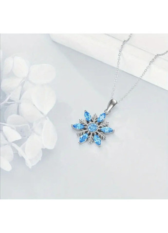 Підвіска “Сніжинка” з голубим камінням, срібляста No Brand (365628335)