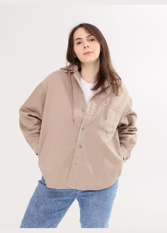 Бежевая демисезонная куртка женская бежевая джинсовая широкая с капюшоном большой размер Whitney Вільна