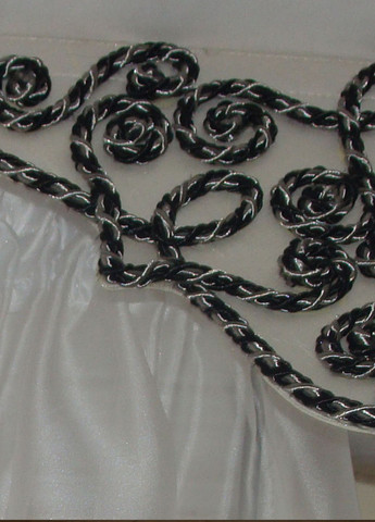 Комплект тюль до підвіконня Ажур карниз 200см білий з сірим (75_4к) Firanka Exclusive (364502903)