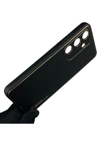 Чехол для Galaxy S24 (SM-S921B) кожаный с золотой окантовкой с защитой камеры на самсунг с24 чёрный Samsung (366022074)