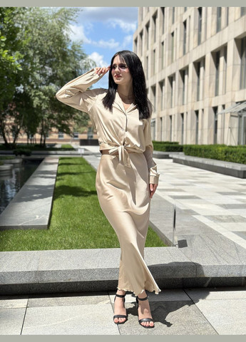 Бежева жіноча спідниця довга з шовку армані капучино Maybel