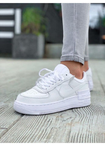 КРОССОВКИ ЖЕНСКИЕ NIKE AIR FORCE 1 SHADOW WHITE 1 НАЙК АИР ФОРС 1 ПРЕМИУМ No Brand белые демисезоны (367173604)