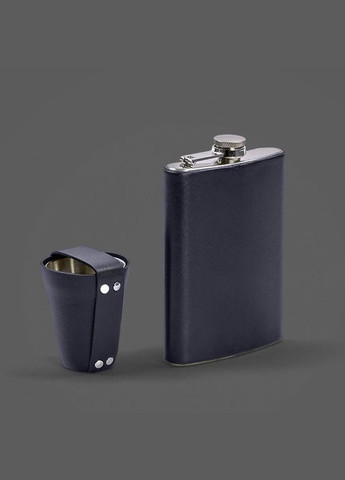 Набор с флягой и рюмками в кожаном чехле темно-синий. (A-028037) BlankNote (328961581)