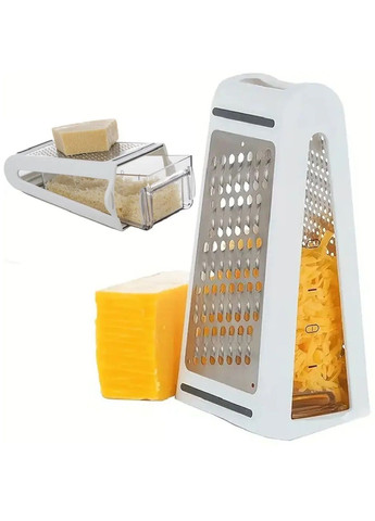 Двухсторонняя терка с контейнером для измельчения овощей сыра нержавеющая сталь пластик 22x13.5x8.8 см (480870-Prob) Белая Unbranded (346389816)