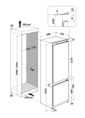 Холодильник вбудований WH SP70 T121 WHIRLPOOL (360426146)