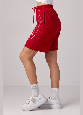 Женские трикотажные шорты с вышивкой - красный Lurex (293292962)
