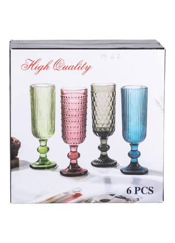 Набір келихів для шампанського 6 штук по 160 мл, блакитний Yiwu (348431114)