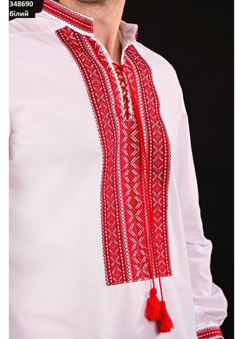 Белая рубашка мужская вышиванка с длинным рукавом узор украинская символика прямой поплин (361149517)