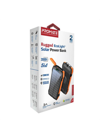 Универсальная мобильная батарея SolarTank-20PDQI 20W 20000mAh Black Promate (341491005)