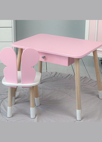 Дитячий столик і стільчик рожевий. Столик із шухлядою для олівців і розмальовок No Brand (361259116)