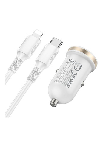 Автомобільний Зарядний Пристрій BZ22 1USB/1USB-C QC/PD30W+Type-C to Lightning Borofone (362914689)