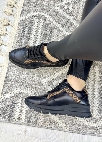 Кросівки жіночі шкіряні на шнурівці. Колір чорний, рудий леопард Vasha para СК-1243/6 чорний/леопард чорні демісезони (316323779)