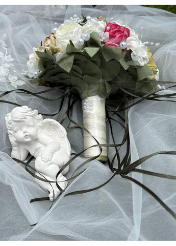 Букет-дублер нареченої зі штучних квітів Весільний букет-дублер з рожевими трояндами No Brand (367056145)