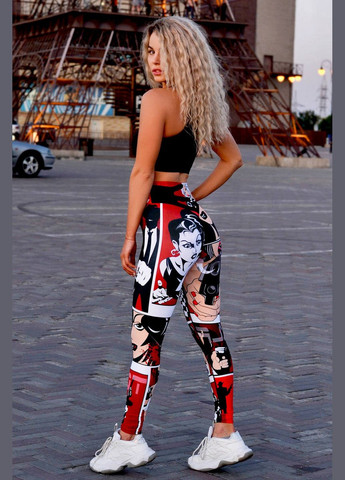 Спортивные леггинсы с ярким принтом TOTALFIT Mafia LG14-P80 red (294947973)