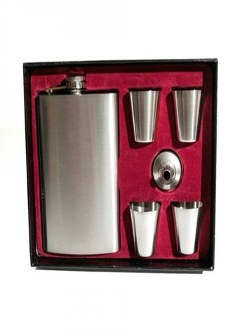 Подарунковий набір фляга з чарками для чоловіка фляга 265 мл та чотири чарки No Brand (305832720)