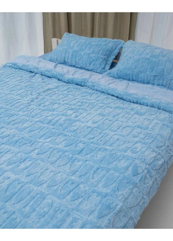 Постільна білизна плюшева євро Home 20717 200х220 см блакитна DUSHKA (336327618)