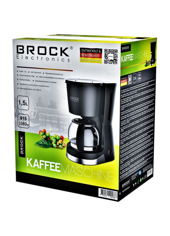 Кофеварка CM 1501 SS капельная/ 1.5л/ 915-1080 Вт/ молотая/ черная BROCK (322538132)