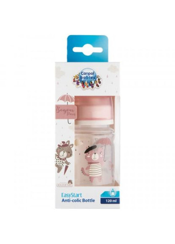 Пляшечка для годування Canpol Babies bonjour paris з широким отвором 120 мл рожева (268139611)
