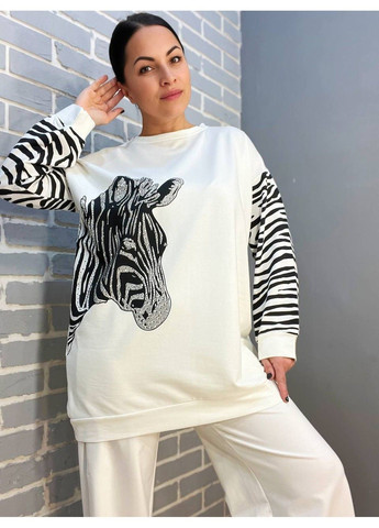 Костюм женский 6030-4827 реглан удлиненный зебра камни и брюки палаццо широкие LSK (304291630)