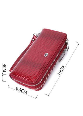 Фактурний клатч на два відділення з лакованої натуральної шкіри 22692 Червоний st leather (298566730)