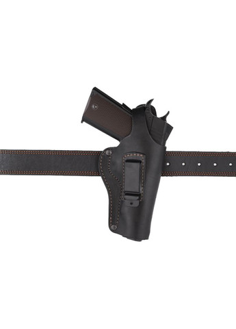 Кобура Colt 1911 поясна + прихованого внутрішньобрючного носіння не формована з кліпсою (шкіра, чорна) Сварог (342375151)