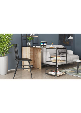 Стол-тумба трансформер Смарт 3/1 с этажеркой 1430x1450x500 Черный металл ДСП 16 мм (FRD-105110) Ferrum-decor (361944290)