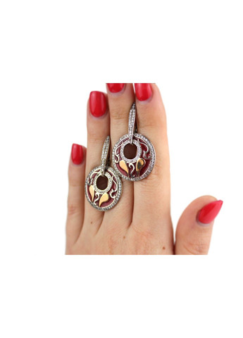 Серьги серебряные с золотом Капли 466с No Brand (316398069)