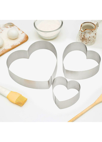 Набір металевих форм кілець для десертів, тістечок, випічки тортів у формі сердець 20х19 см (висота 10 см) Master Class (323039397)