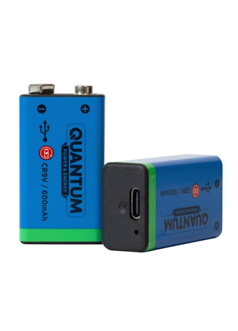 Аккумулятор литий-ионный Type-C CR9V 9V 600mAh (1шт) Quantum (370254296)