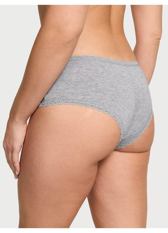 Трусики-чики женские хлопковые Cotton Lace-Waist Cheeky Panty серые Victoria's Secret (362556081)