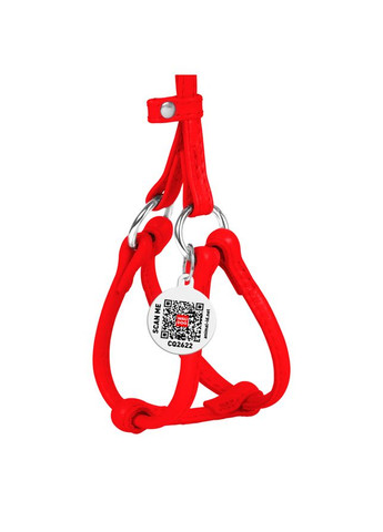 Шлея з повідцем для собак шкіряна Glamour з QR паспортом, кругла, Д 6 мм, А 26-46 см, В 30-50 см червоний WAUDOG (326836606)