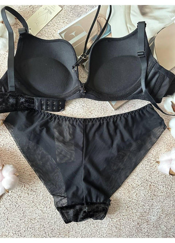 Черный черное велюровое женское нижнее белье комплект на 3 размер Weiyesi