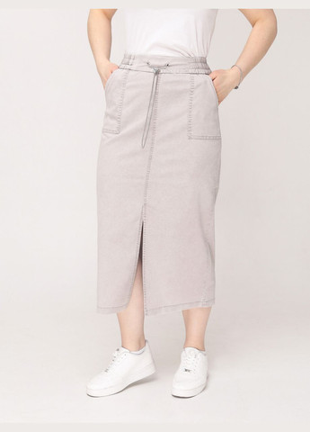 Светло-бежевая повседневная однотонная юбка женская светло-бежевая тонкая с разрезом большой размер Estensivo карандаш