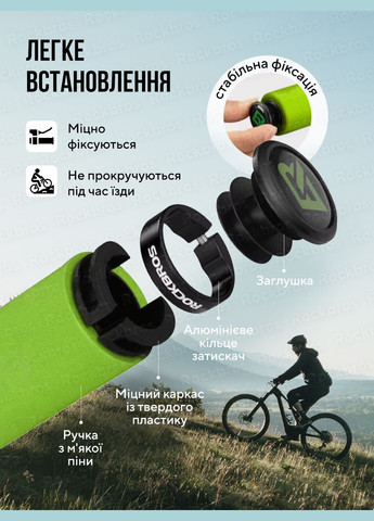 Гріпси для велосипеда гумові ручки грипси на кермо велосипеда анатомічні грипси велосипедні Чорні 73545 Rockbros (322872929)