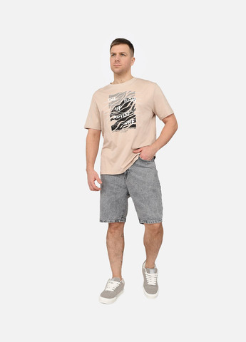 Бежевая футболка с коротким рукавом мужская цвет бежевый цб-00270034 Yuki